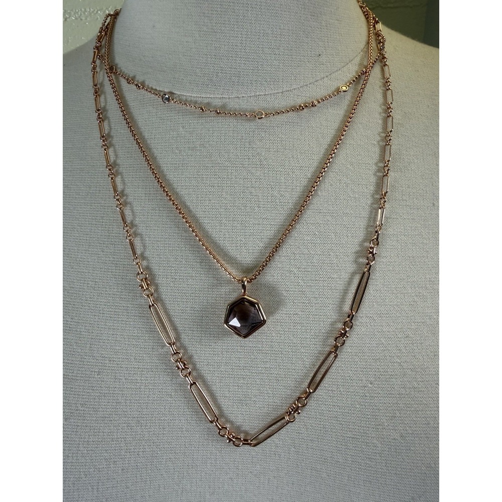 New Kendra Scott Vanessa Multi-Strand Pendant Necklace Rose Gold Peach Ombre
